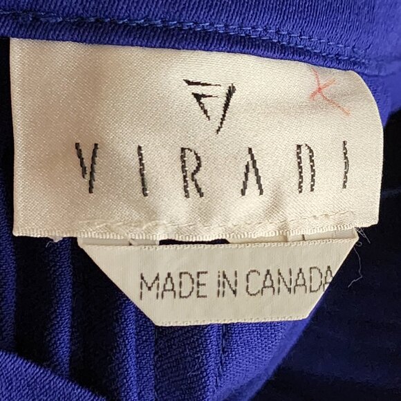 Virani Vintage Blue Purple 100% Wool Pleated Flowy Midi Skirt - Picture 4 of 5